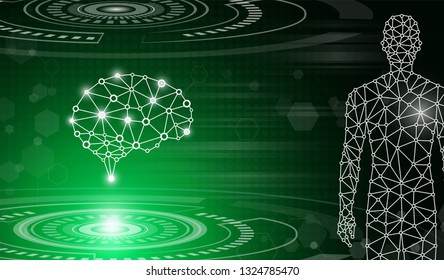 abstract background technology concept in green light, human body heal, technology modern medical science in future and global international medical with tests analysis clone DNA human