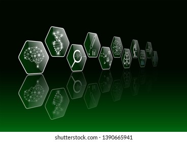 abstract background technology concept in green light,human body heal,technology modern medical science in future and global international medical with tests analysis clone DNA human