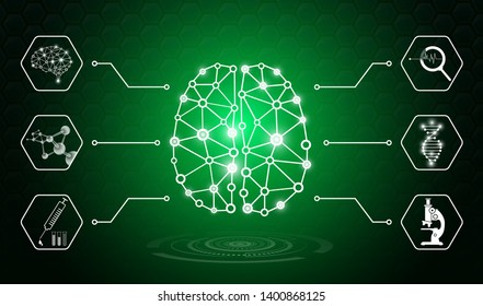 abstract background technology concept in green light,human body heal,technology modern medical science in future and global international medical with tests analysis clone DNA human