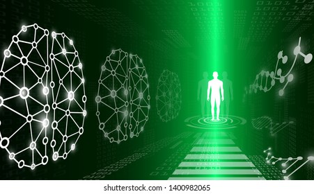abstract background technology concept in green light,human body heal,technology modern medical science in future and global international medical with tests analysis clone DNA human