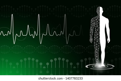 abstract background technology concept in green light,human body heal,technology modern medical science in future and global international medical with tests analysis clone DNA human