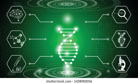 abstract background technology concept in green light,human body heal,technology modern medical science in future and global international medical with tests analysis clone DNA human