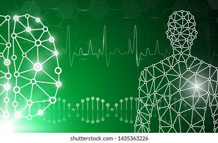 abstract background technology concept in green light,human body heal,technology modern medical science in future and global international medical with tests analysis clone DNA human