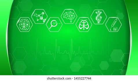 abstract background technology concept in green light,human body heal,technology modern medical science in future and global international medical with tests analysis clone DNA human