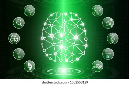 abstract background technology concept in green light,human body heal,technology modern medical science in future and global international medical with tests analysis clone DNA human