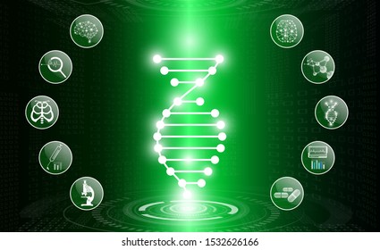 abstract background technology concept in green light,human body heal,technology modern medical science in future and global international medical with tests analysis clone DNA human