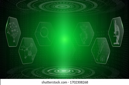 abstract background technology concept in green light,human body heal,technology modern medical science in future and global international medical with tests analysis clone DNA human