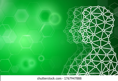 abstract background technology concept in green light,human body heal,technology modern medical science in future and global international medical with tests analysis clone DNA human