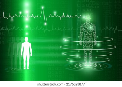 abstract background technology concept in green light,human body heal,technology modern medical science in future and global international medical with tests analysis clone DNA human