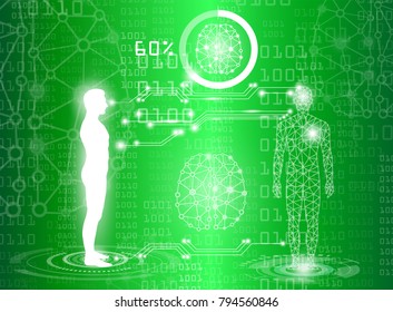 abstract background technology concept in green light,human body heal,technology modern medical science in future and global international medical with tests analysis clone DNA human