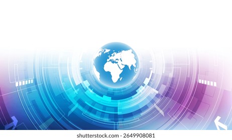 abstract background technology concept with world map on blue and purple color