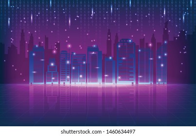 abstract background of technology connection city tower retro tone