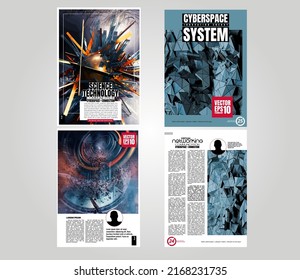 Resumen de la tecnología de fondo. Diseño de folletos, banners, libros, folletos impresos o libros electrónicos. Diseño listo para su uso, vector. 