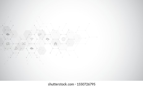 Hexagon Technology Background Flat Icons Symbols Stock Vector (Royalty ...