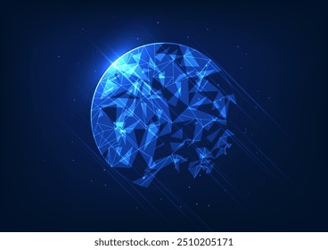 Abstract background technology. Geometric shapes. Circles inside are overlapping triangles connected. Illustration, vector, poster, wallpaper.