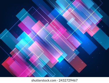Abstract background technology, Geometric squares arranged on top of each other represent three-dimensional system data. vector illustration, brochure, poster