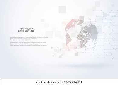 Diseño gráfico de tecnología de fondo abstracto.  Sistemas inalámbricos de red e Internet . Grandes datos. Tecnología de velocidad de datos de conexión de alta velocidad de red global 