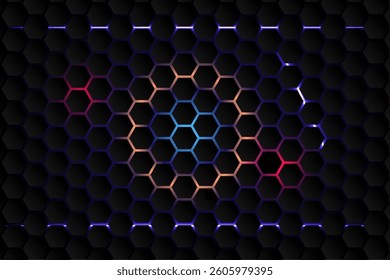 Abstract Background technology hexagon multicolor neon shape. Vector illustration
