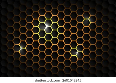 Abstract Background technology hexagon shape on yellow neon background. Vector illustration