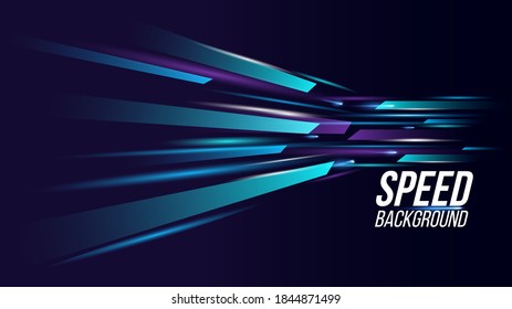 Abstract background technology high speed racing for sports of long exposure light on black background.Science geometric shape modern elegant design.Vector illustration.
