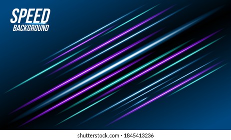 Abstract background technology high speed racing for sports of long exposure light on black background.Science geometric shape modern elegant design.Vector illustration.