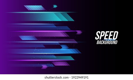 Abstract background technology high speed racing for sports of long exposure light on black background.Science geometric shape modern elegant design.Vector illustration.