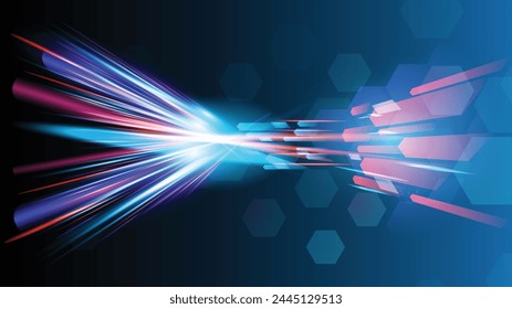 Abstract background technology high speed racing for sports of long exposure light on black background.Science geometric shape modern elegant design.Vector illustration.