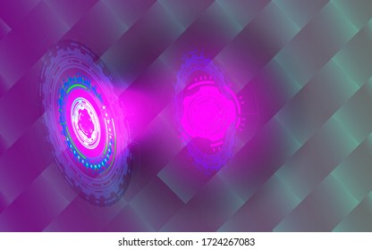 Abstract background, technology illustration is running  On a square background, gradient green and pink