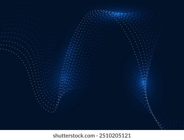 Abstract Background Technology. Layered flowing point particle waves. Represents the huge amount of data being processed by cyber technology. Illustration, Vector.