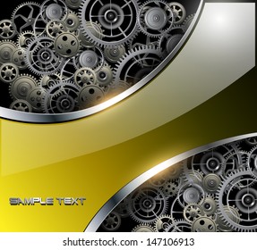 Abstract background with technology metal gears and cogwheels, vector.