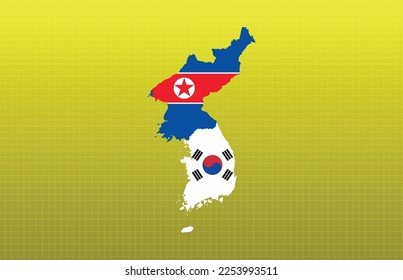 tecnología de fondo abstracta de corea del norte y corea del sur con mapa
