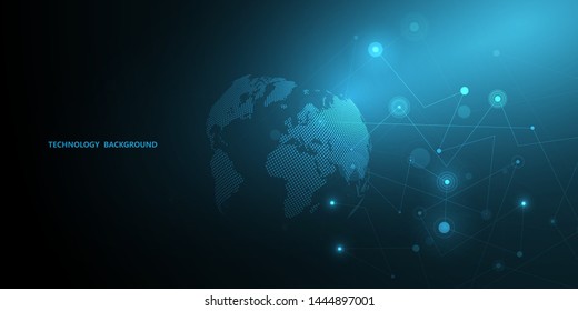 Abstract background technology and science  graphic design. Connecting dots and lines.Internet connection.Vector illustration