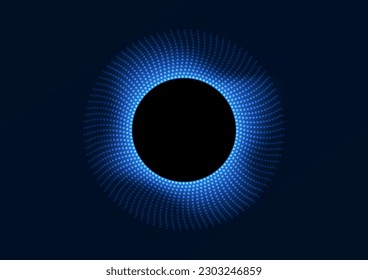 Abstract background technology Shows processors fetching information through the Internet of Technology as quickly as a black hole that devours everything. circle with dots scattering sides