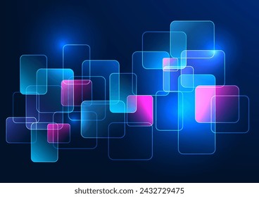 Abstract background technology square geometric shape Placed in a row on top of each other with dimensions. vector illustration, brochure, poster