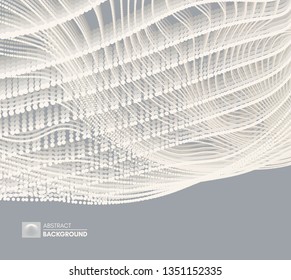 Abstract background. Technology style. 3d network design with particles. Vector illustration. Cover design template. Can be used for advertising, marketing, presentation.