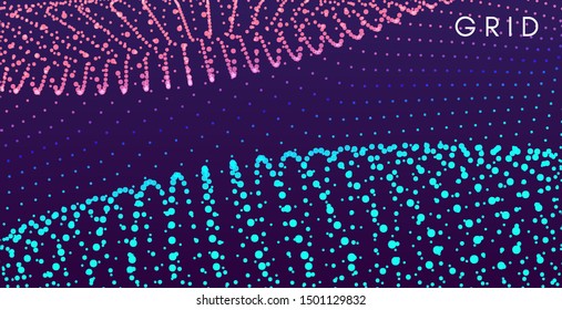 Antecedentes abstractos. Estilo tecnológico. 3d diseño de red con partículas. Ilustración vectorial. Plantilla de diseño de portada. Se puede usar para publicidad, marketing, presentación.