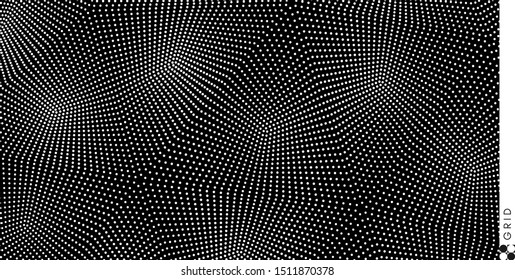 Abstract background. Technology style. 3d network design with particles. Vector illustration. Cover design template. Can be used for advertising, marketing, presentation.