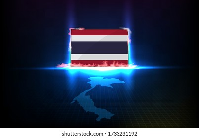 abstract background technology of Thailand flag and blue Thailand map