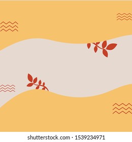 Abstract background template with autumn elements, ribbon shapes, plants. Design layout for greeting card, sale banner,  invitation.