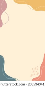 Abstract background template. Boho background with abstract stains and pastel colors.