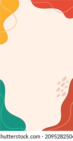 Abstrakte Hintergrundvorlage. Boho Hintergrund mit abstrakten Flecken, Rot und Grün. Social-Media-Geschichten und Haupteinfuhrcover