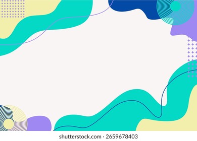 Abstract background template with colorful wave shapes.