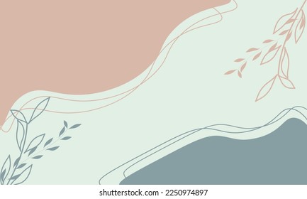 Plantilla de fondo abstracta. Collage contemporáneo con formas orgánicas y línea en colores pastel. para impresiones enmarcadas en la pared, impresiones de lona, afiche, decoración doméstica, cubierta, papel pintado. Ilustración vectorial