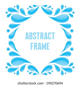 Abstract background template. Creative frame. Composition from water drops in blue color for design project.
