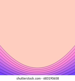 Abstract background template from curved layers in pink and purple tones - wavy vector document graphic design with shadow effect