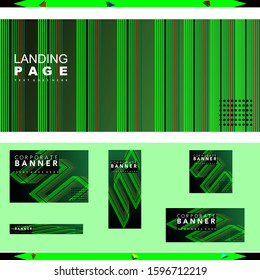 Abstract background template decorative with lines concept on green color for banner or cover background. 