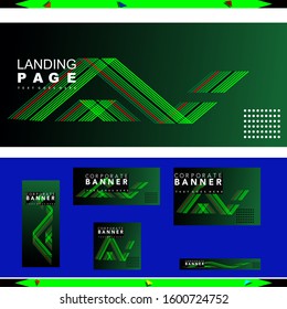 Abstract background template decorative with lines concept on green color for banner or cover background. 