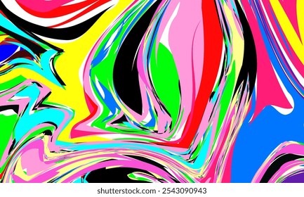 ABSTRACT BACKGROUND TEMPLATE DESIGN ILLUSTRATION, VIBRANT MARBLING. COLORFUL BACKDROP. PSYCHEDELIC PAINT ABSTRACTION. MARBLE PATTERN