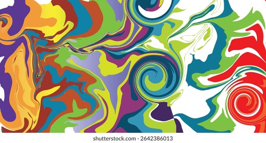 ABSTRACT BACKGROUND TEMPLATE DESIGN. VECTOR ILLUSTRATION, VIBRANT MARBLING. COLORFUL BACKDROP. PSYCHEDELIC PAINT ABSTRACTION. MARBLE PATTERN CONCEPT STYLE