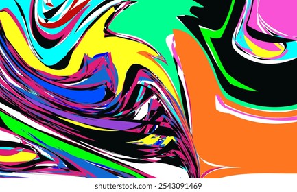 ABSTRACT BACKGROUND TEMPLATE DESIGN, VIBRANT MARBLING. COLORFUL BACKDROP. PSYCHEDELIC PAINT ABSTRACTION. MARBLE PATTERN